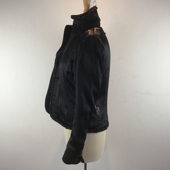 Ann Taylor black and white tweed wool blend blazer fringe edged blazer size 6 - Picture 12 of 14